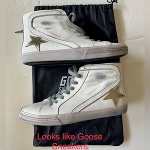 New Super star ⭐️ high top sneakers.  White Leather, gold ⭐️. Size us 7 / eu38